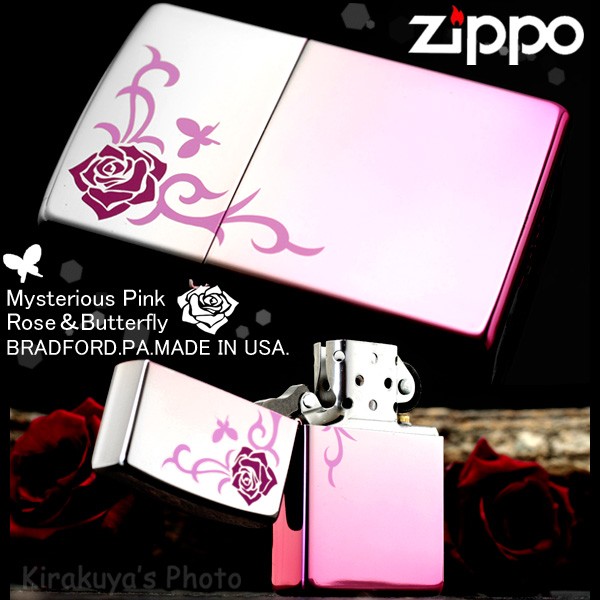 zippo オイルライターローズ&バタフライMP1-RP